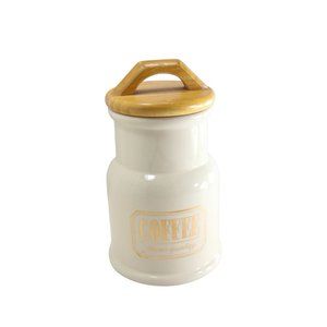 Vintage Coffee Canister London Pottery Ceramic Cream Gold 77191